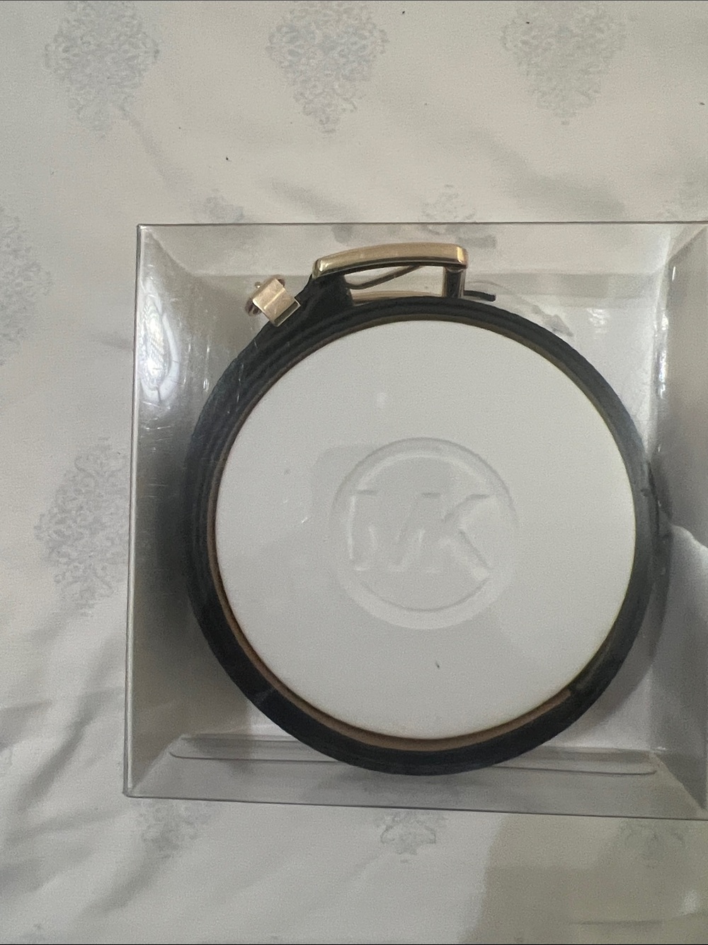 Michael Kors White Belt with Gold Logo Detailing